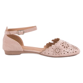 Laura Mode Openwork Ballerinas Med Kristaller rosa