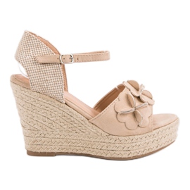 Top Shoes Beige sandaler med blommor