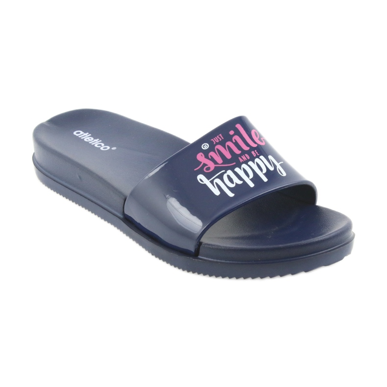 Happy Atletico marinblå tofflor för kvinnor vit rosa