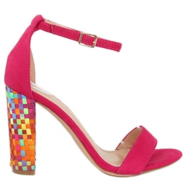 Fuchsia sandaler med hög klack 708-24 Fuchsia mångfärgad rosa