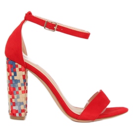 Röda högklackade sandaler 708-24 Röd mångfärgad