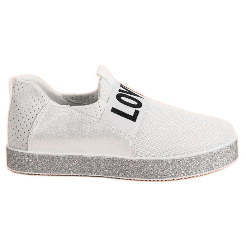 Bestelle Slip-on sneakers med glitter vit