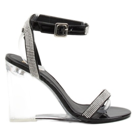 Sandaler på en transparent svart kil JR1801 Svart