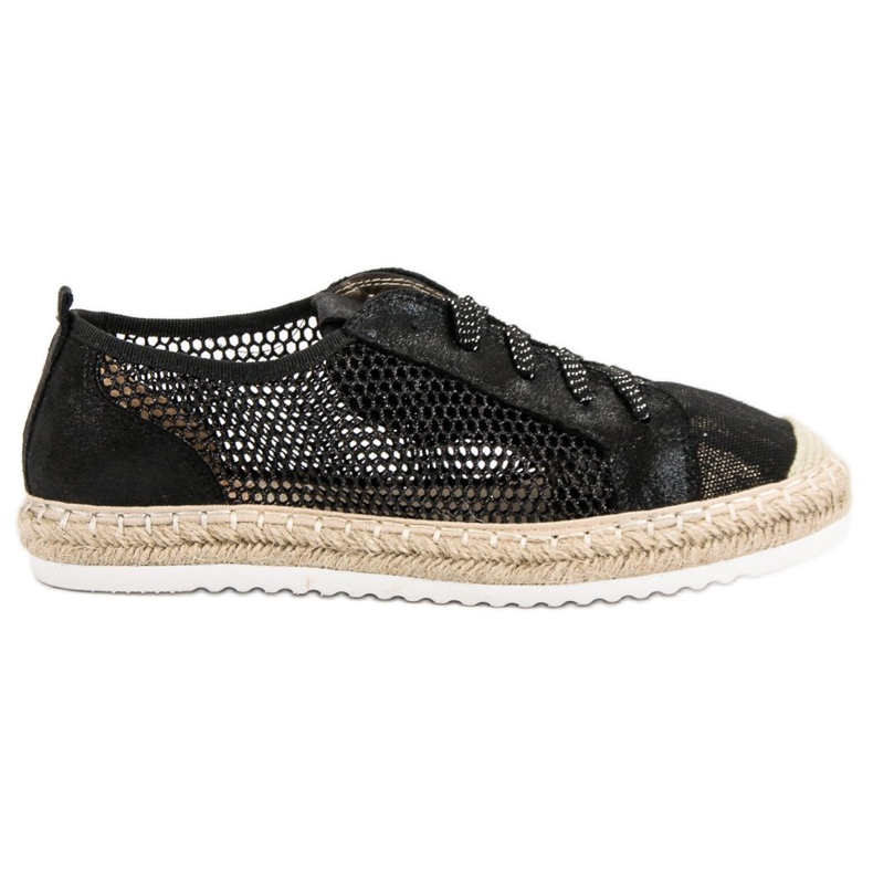 Queentina Snörad Espadrilles Med Mesh svart