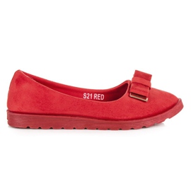 Mockaballerinor med rosett röd