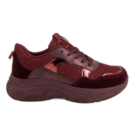 Burgundy sneakers på plattformen röd