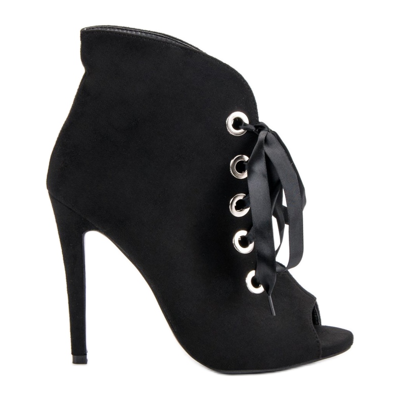 Bestelle Knutna stövlar med öppen tå svart