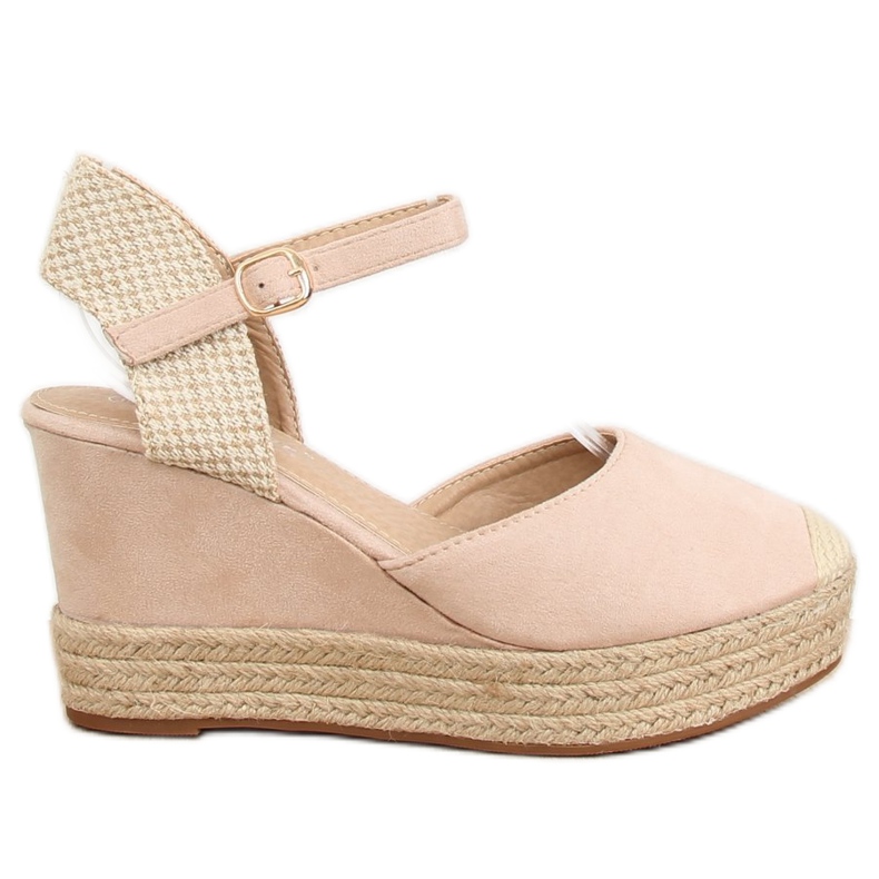 Espadriller på kilar beige och rosa T331P Beige