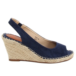 YY29P Blue Espadrilles på kilar marinblå