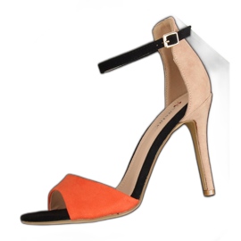 Sandaler på en högklackad WD100P Beige brun mångfärgad