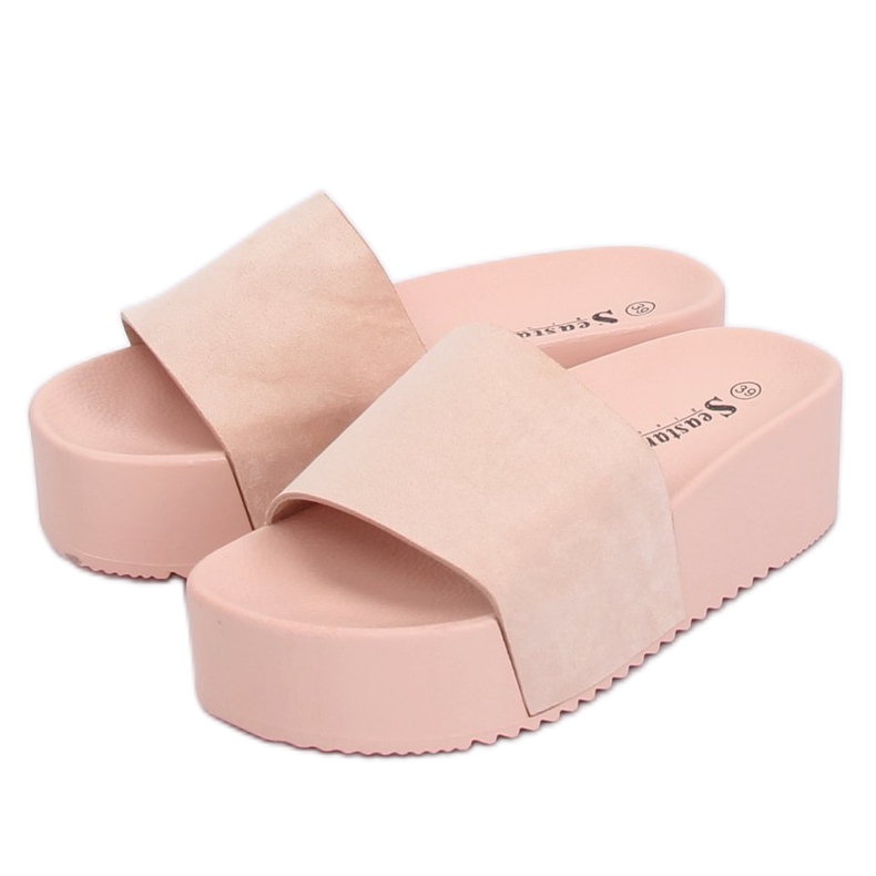 Rosa CK76P Rosa tofflor med hög sula