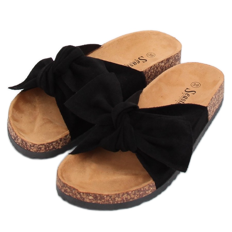 Svart mocka svart CK02P Svarta tofflor