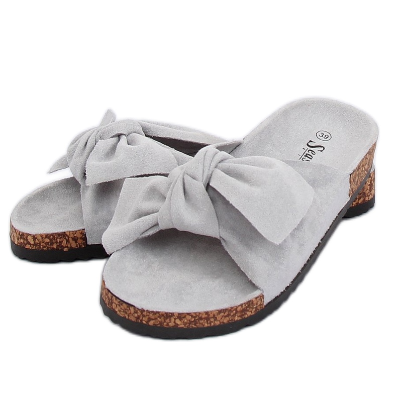 Grå mocka grå tofflor CK02P Grå