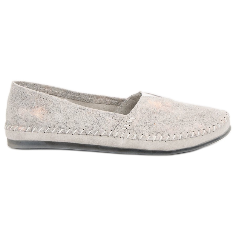 Silver Läder Slip On Sneakers grå