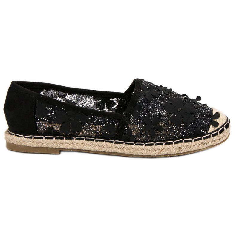 Nio Nio Lacy Espadrilles i blommor svart