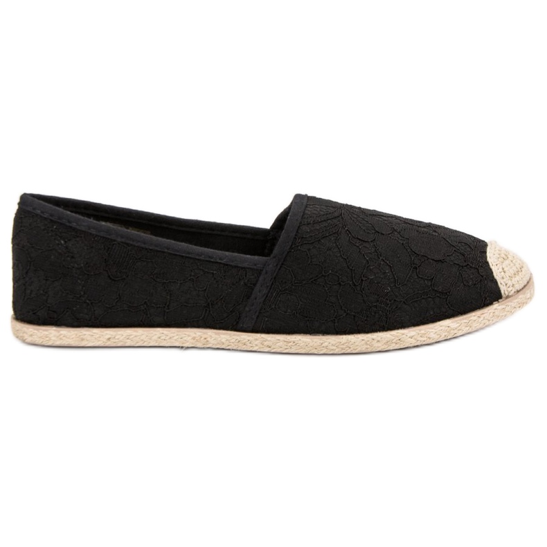 Svart spets Espadrilles