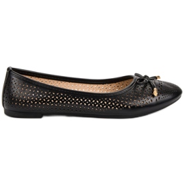 Openwork ballerinor svart