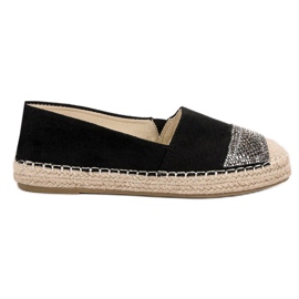 Small Swan Mocka Espadrilles Med Kristaller svart
