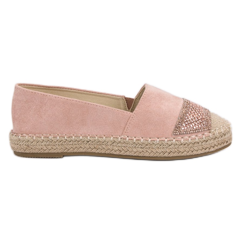Small Swan Mocka Espadrilles Med Kristaller rosa