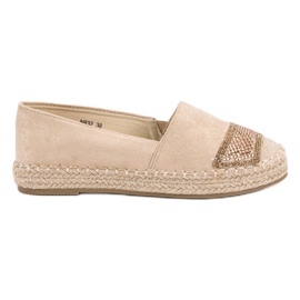 Small Swan Mocka Espadrilles Med Kristaller brun
