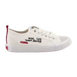 White Big Star 274825 bundna sneakers vit röd