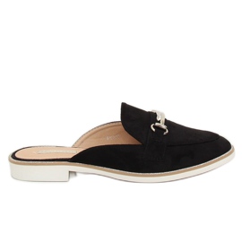 Svarta F9375 Svarta mockasin tofflor