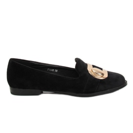 Svart sammet loafers F1048 Svart