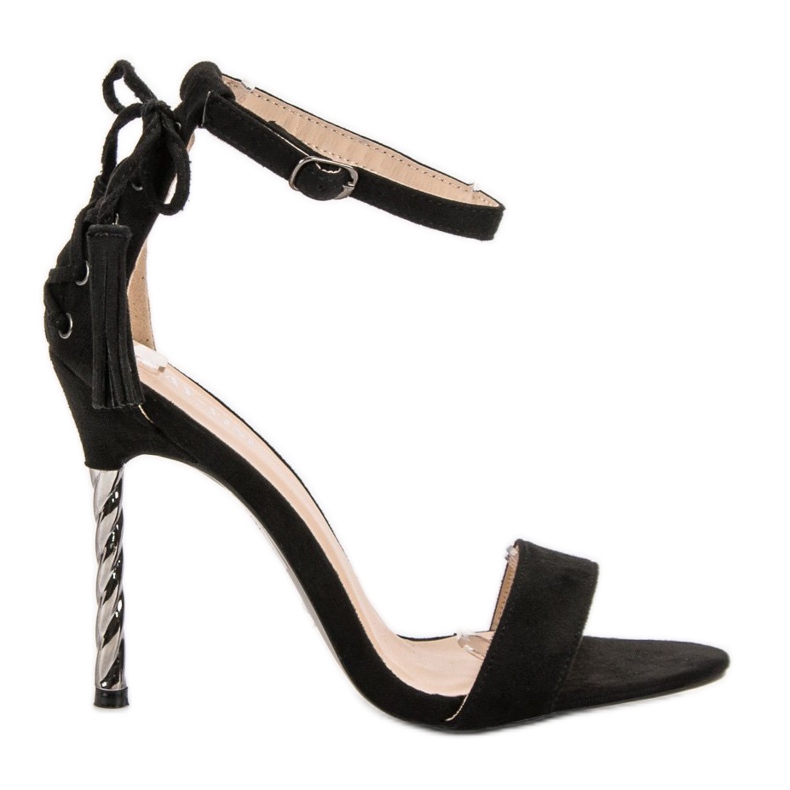 Mode högklackade sandaler svart