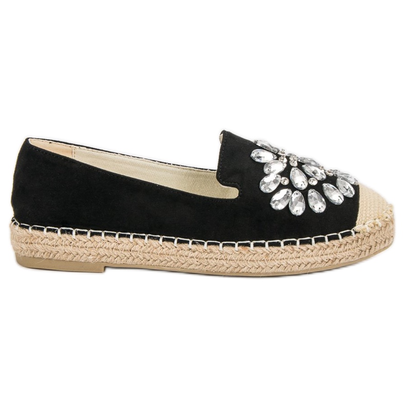 Small Swan Mocka Espadrilles Med Ornamenter svart