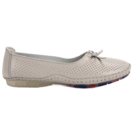 VINCEZA ballerinor i läder med öppet arbete grå