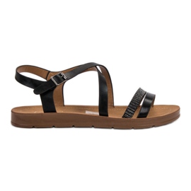 Filippo Svarta sandaler med kristaller