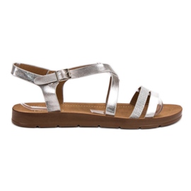 Filippo Silver sandaler med kristaller grå