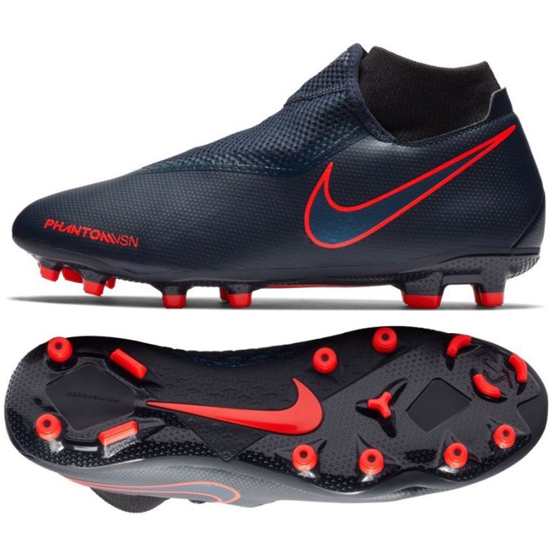 Nike Phantom Vsn Academy Df Fg M AO3258-440 fotbollsskor blå marinblå
