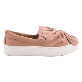 Mocka slipons med en VICES rosett rosa