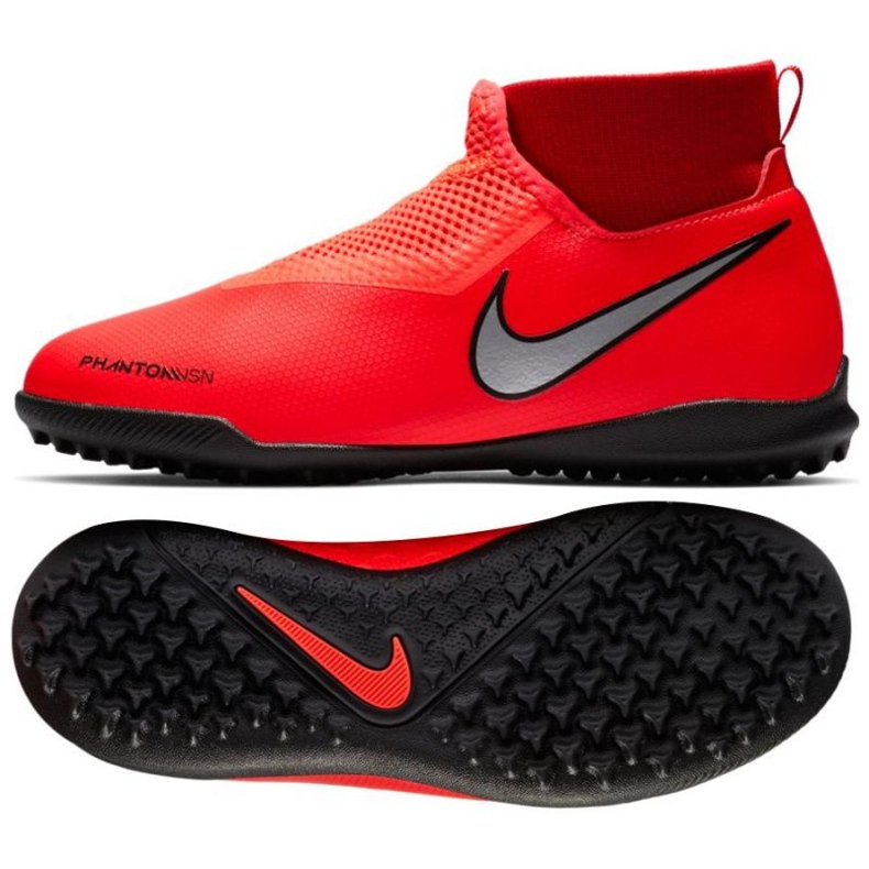 Nike Phantom Vsn Academy Df Tf Jr AO3292-600 fotbollsskor röd röd