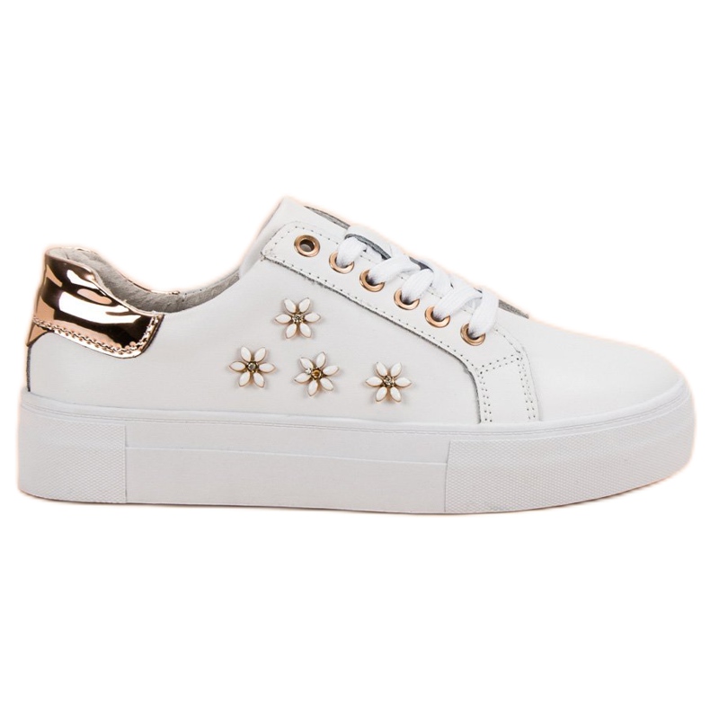 Filippo Läder sportskor med blommor vit