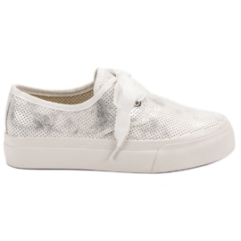 Kylie Sneakers bundna med ett band vit grå