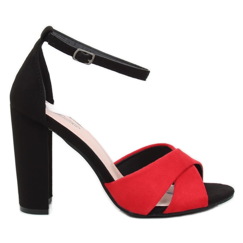 Sandaler på stolpen röd och svart 369-34 Röd