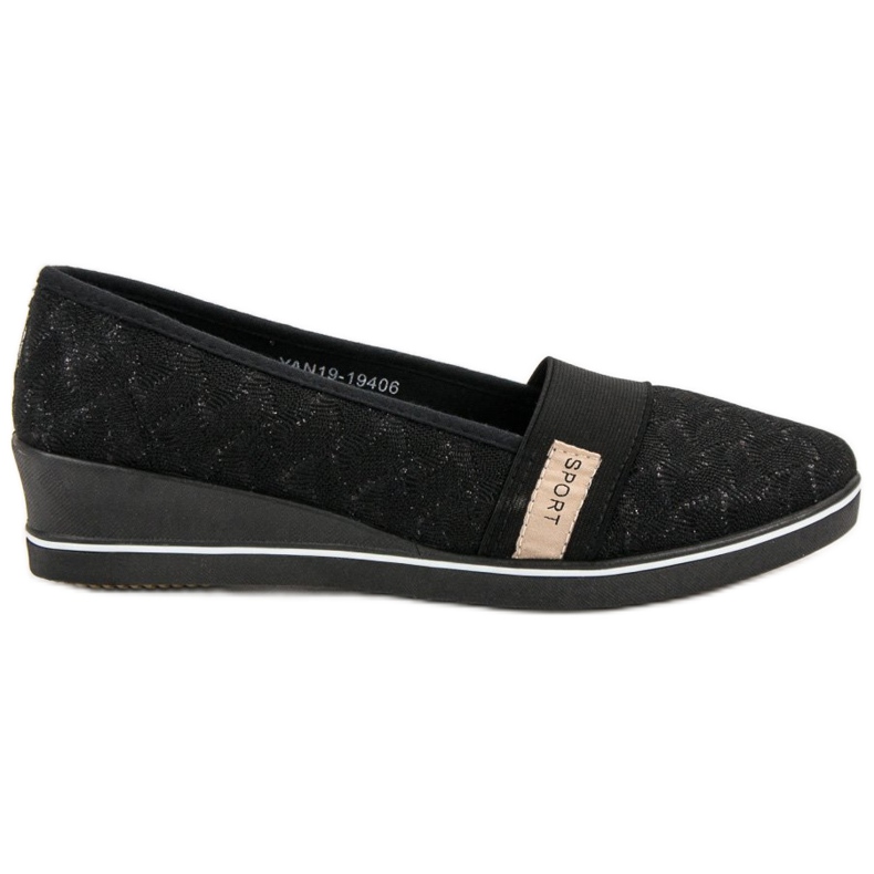 VINCEZA ballerinor i textil svart