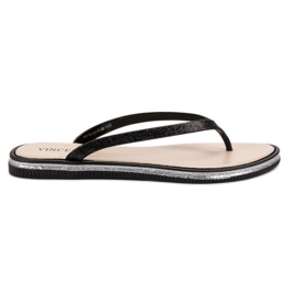 VINCEZA glitter flip-flops svart