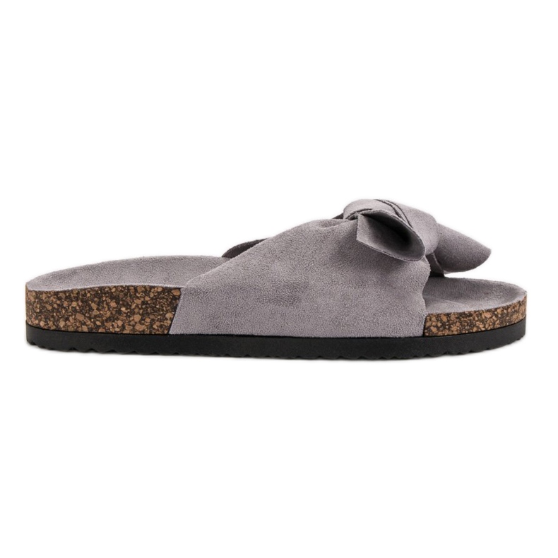 VINCEZA tofflor med rosett grå