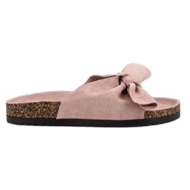 VINCEZA tofflor med rosett rosa