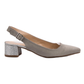 Weide Pumpar med glitterklack grå