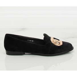 Svart sammet loafers F1048 Black II-GAT