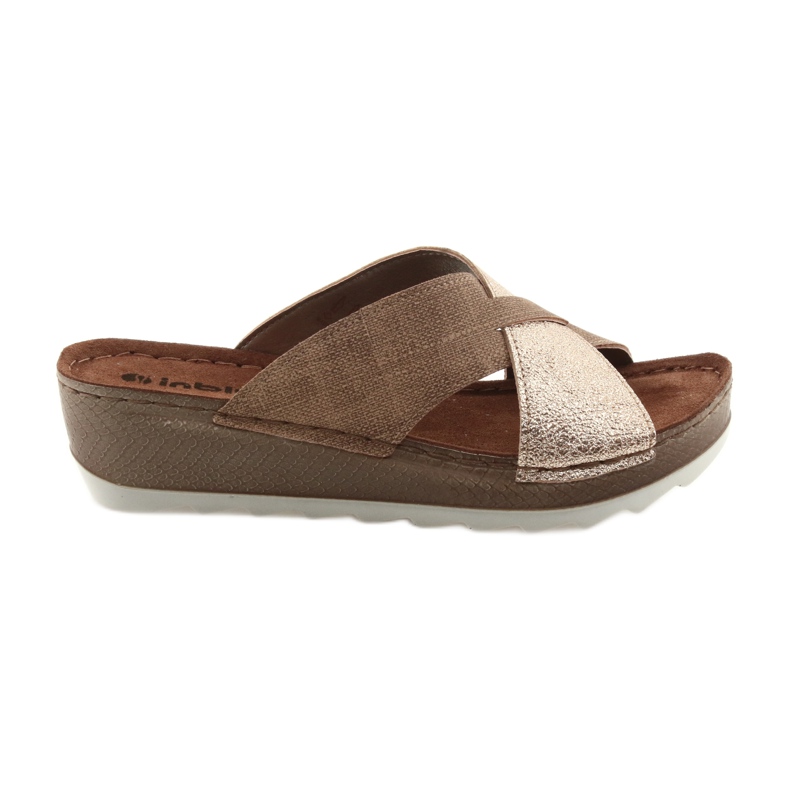 KOMFORT INBLU GX006 tofflor i brun / guld beige gyllene