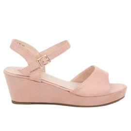 Rosa sandaler på en låg kilklack rosa K-7 Pink
