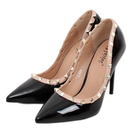 Pumpar på stilettklack Valentina svart LL-76P Svart