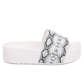 Vita N-32 White Snake tofflor med hög sula