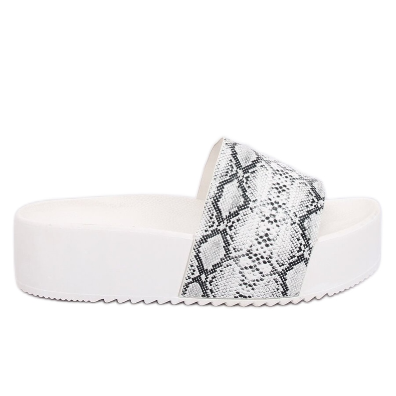 Vita N-32 White Snake tofflor med hög sula