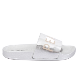 Silver metalliska tofflor WL169 Silver grå